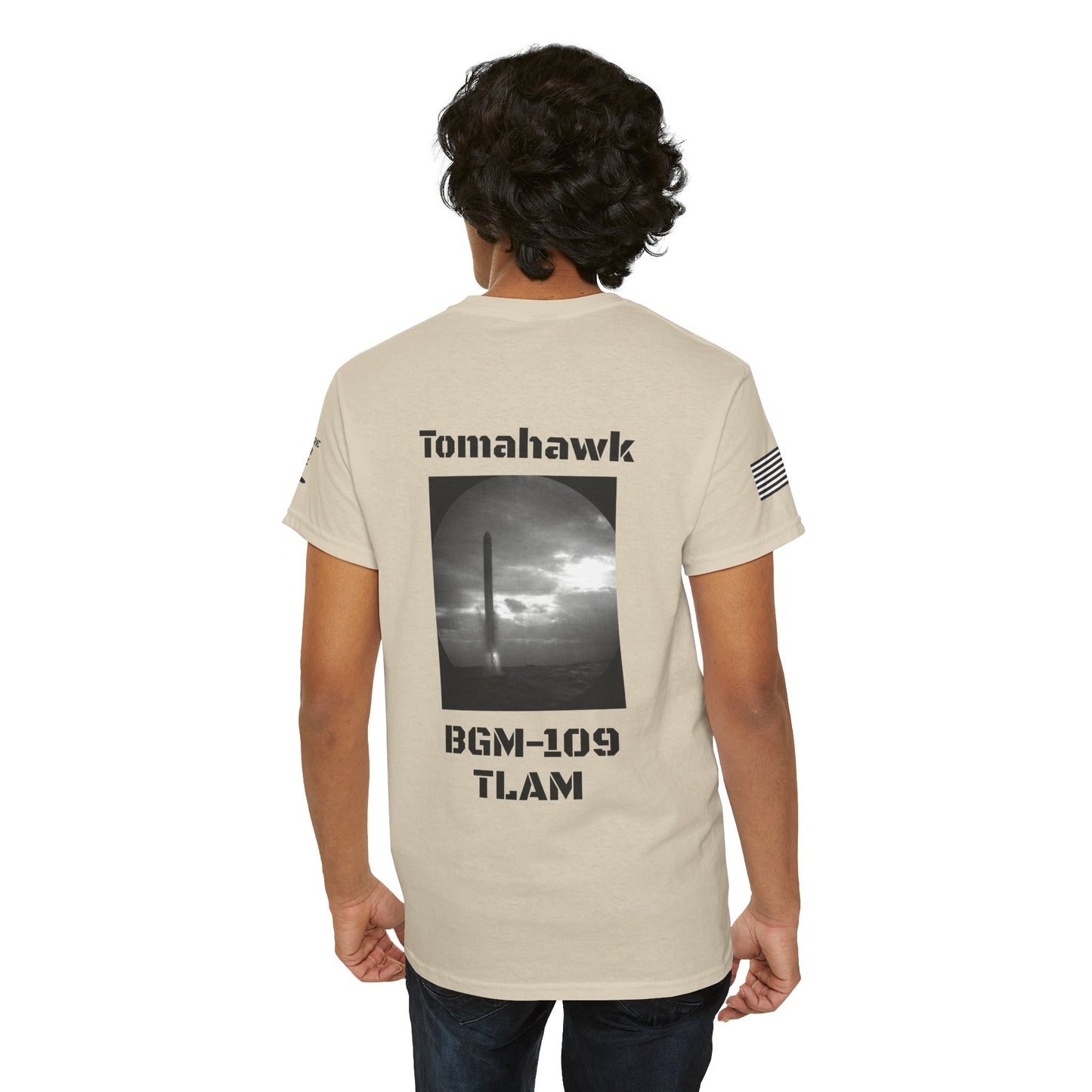 USN Periscope view, Submarine Launched Tomahawk Missile with Dolphins Unisex Jersey Short Sleeve Tee