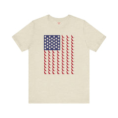 Personalized Dog Silhouette on American Flag - Tell us your dog breed, Unisex Short Sleeve Tee, Golden Retriever Silhouette Shown, Patriotic Shirt, Patriotic Pooch
