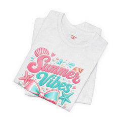 Summer Vibes Tee — Pastel Seashell Bow Beach T-Shirt