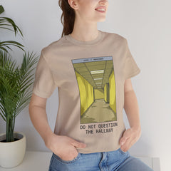 Do Not Question The Hallway T-Shirt — Retro Yellow Corridor Graphic Tee