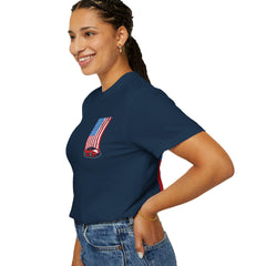 Patriotic Car Graphic Unisex T-Shirt - Vintage American Flag Design
