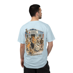 Back Graphic "Who Let the Cats Out?" Baldwin Harbor Animal Hospital Cute Vet Clinic T Shirt