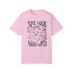 Whales, Life Look Better Under Water -  Graphic Unisex Garment-Dyed T-shirt