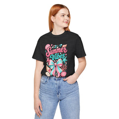 Summer Vibes Tee — Pastel Seashell Bow Beach T-Shirt