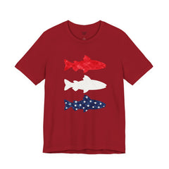 Patriotic Trout T-Shirt — Red White & Blue Fish Tee