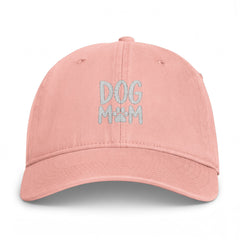 Embroidered Dog MOM Cap — Washed Coastal Baseball Hat with Paw Print