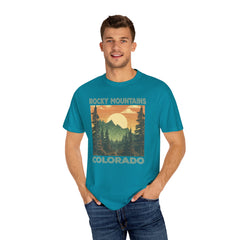 Rocky Mountains Colorado Graphic, Comfort Colors Soft Relaxed Fit Unisex Garment-Dyed T-shirt