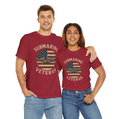Submarine Veteran American Flag Tee | Unisex Heavy Cotton T-Shirt, Military Apparel, Veteran Gift, Patriotic Top, Casual Wear