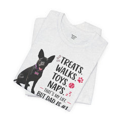 Personalized Dog Dad T‑Shirt — "Treats. Walks. Toys. Naps." Father's Day Gift