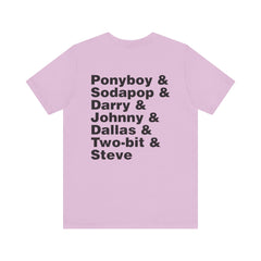 The Outsiders Shirt, Front and Back Images, Greasers Characters Shirt, Unisex Jersey Short Sleeve Tee