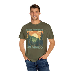 Rocky Mountains Colorado Graphic, Comfort Colors Soft Relaxed Fit Unisex Garment-Dyed T-shirt