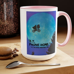 ET Phone Home Mug: 15oz Two-Tone, Retro Movie, Pop Culture Gift