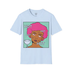 HOT Pink Cotton Candy Haired Pop Art Lady Unisex Softstyle T-Shirt