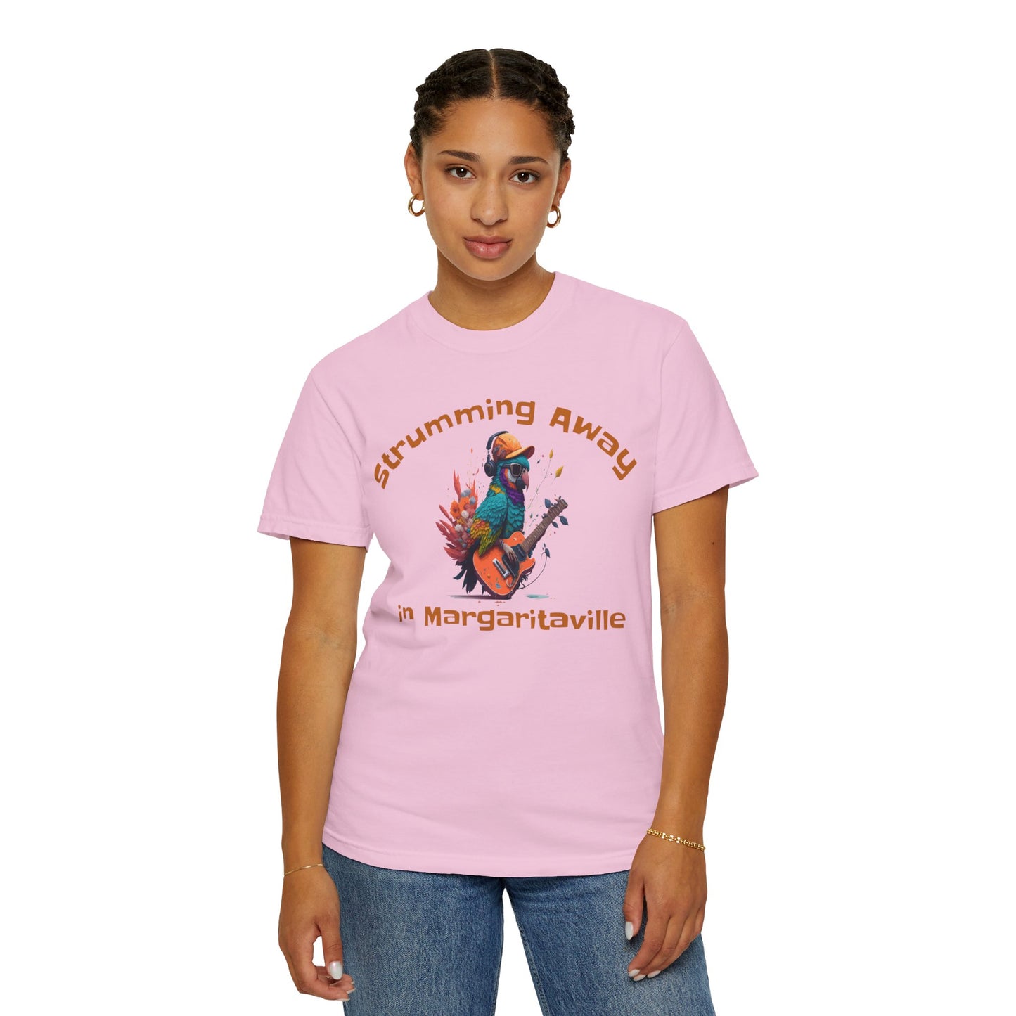 Parrot Strummin Away In Margaritaville - Unisex Garment-Dyed T-shirt