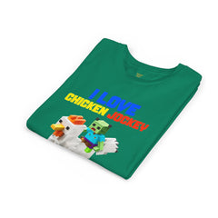 Youth I Love Chicken Jockey Tee - Fun Gamer T-Shirt for Kids