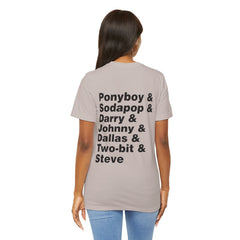 The Outsiders Shirt, Front and Back Images, Greasers Characters Shirt, Unisex Jersey Short Sleeve Tee
