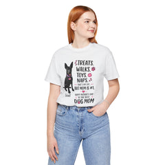 Personalized Your Dog and its name Mother's Day T-Shirt — 'Treats. Walks. Toys. Naps.