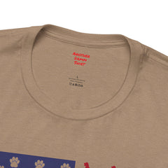 Personalized Dog Silhouette on American Flag - Tell us your dog breed, Unisex Short Sleeve Tee, Golden Retriever Silhouette Shown, Patriotic Shirt, Patriotic Pooch