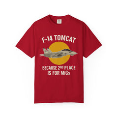 F-14 Tomcat T-Shirt — "Because 2nd Place Is For MiGs" Military Pilot Tee