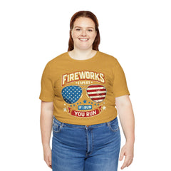Fireworks Expert, If I Run You Run, Sunglasses  Graphic, Unisex Jersey Short Sleeve Tee