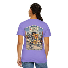 Front Logo Back Graphic Baldwin Harbor Animal Hospital "Who Let the Dogs Out?" Graphic Tee