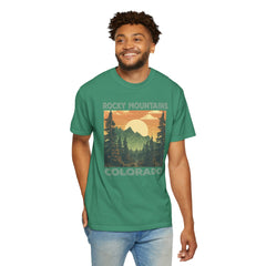 Rocky Mountains Colorado Graphic, Comfort Colors Soft Relaxed Fit Unisex Garment-Dyed T-shirt