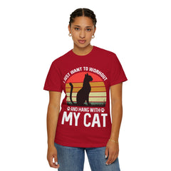 Workout & Cat Lover Unisex T-Shirt - I Just Want to Workout and Hang with My Cat