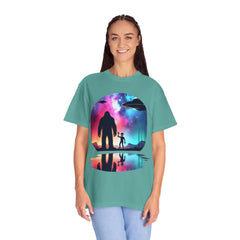 Bigfoot & Alien Nightscape T-Shirt — Sasquatch UFO Graphic Tee