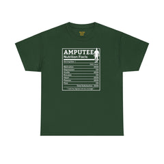 Leg Amputee Nutrition Facts - Unisex Heavy Cotton Tee / One Leg Humor / Funny T Shirt / Motivational / Lost my leg not my courage
