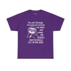 Clumsy Funny Sloth Graphic Tee | Unisex Heavy Cotton Tee | Great Gift for Animal Lovers, Birthdays, Casual Wear, Humorous Gifts, Everyday Style