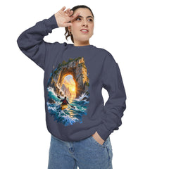 Adventure Kayak Sweatshirt — Comfort Colors Sunset Sea Arch Graphic