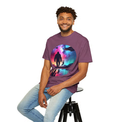 Bigfoot & Alien Nightscape T-Shirt — Sasquatch UFO Graphic Tee
