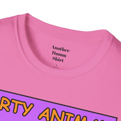 PARTY ANIMAL Birthday Hat Wearing  Pop Art Cat Unisex Softstyle T Shirt