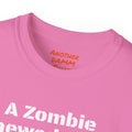 A Zombie Chewed It Off - Unisex Ultra Cotton Tee | Amputee, Leg Amputee, Limb Awareness. Amputee Zombie Fan, Amputee Sunset, Amputee Fun