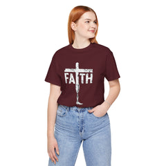 Faith Cross Prosthetic Leg T‑Shirt — Amputee Inspirational Christian Tee