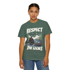 Bigfoot and Alien Outdoor Canoe Adventure - Respect The Locals T-Shirt