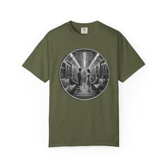 Don;t Stop Believing Subway Reflection T-Shirt — Vintage Black & White Urban Photo Tee