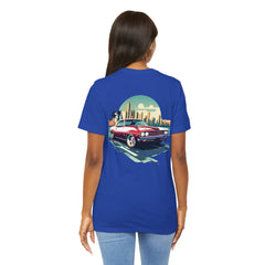 Vintage Car Graphic Tee - Sunset Cityscape Design
