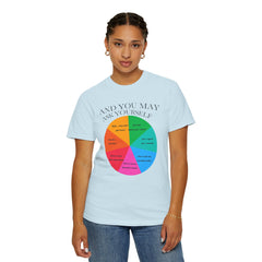 Motivational Talking Head Unisex Garment-Dyed T-Shirt - "And You May Ask Yourself"