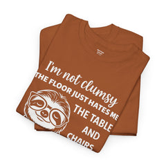 Clumsy Funny Sloth Graphic Tee | Unisex Heavy Cotton Tee | Great Gift for Animal Lovers, Birthdays, Casual Wear, Humorous Gifts, Everyday Style