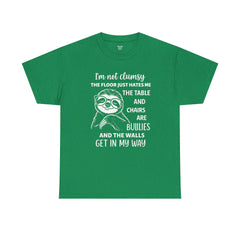 Clumsy Funny Sloth Graphic Tee | Unisex Heavy Cotton Tee | Great Gift for Animal Lovers, Birthdays, Casual Wear, Humorous Gifts, Everyday Style