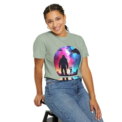 Bigfoot & Alien Nightscape T-Shirt — Sasquatch UFO Graphic Tee
