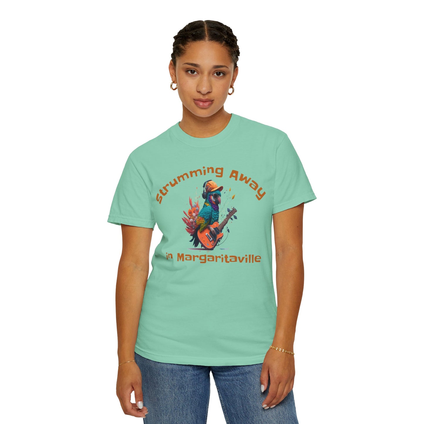 Parrot Strummin Away In Margaritaville - Unisex Garment-Dyed T-shirt