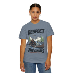 Bigfoot and Alien Outdoor Canoe Adventure - Respect The Locals T-Shirt