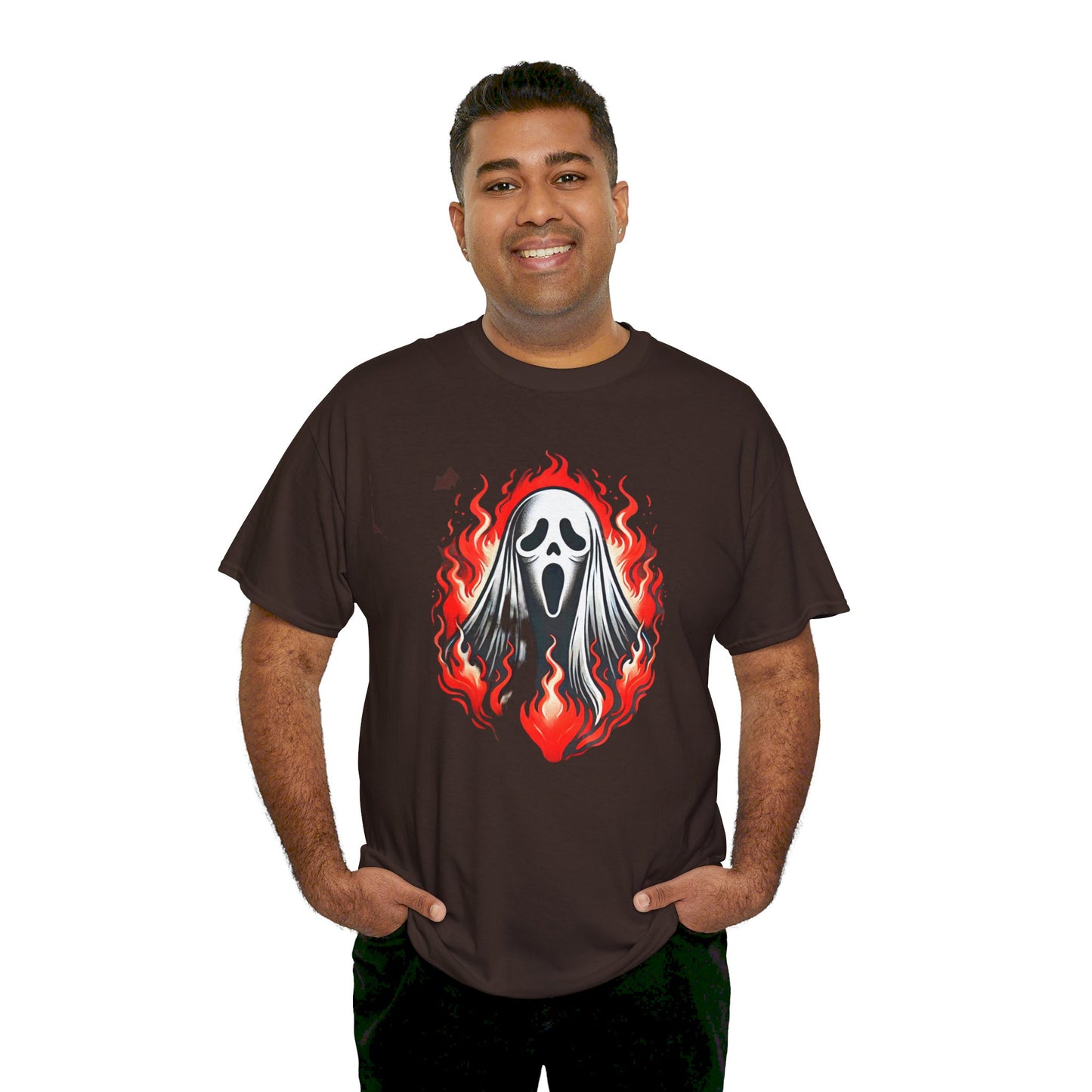 Fiery Fire Ghost - Graphic Unisex Heavy Cotton Tee