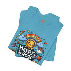 HAPPY 100 DAYS of SCHOOL - Unisex Short Sleeve Tee | Elementary School Holiday, Teacher Apparel, Kids Motivation, Days Checked Off, 100 Days