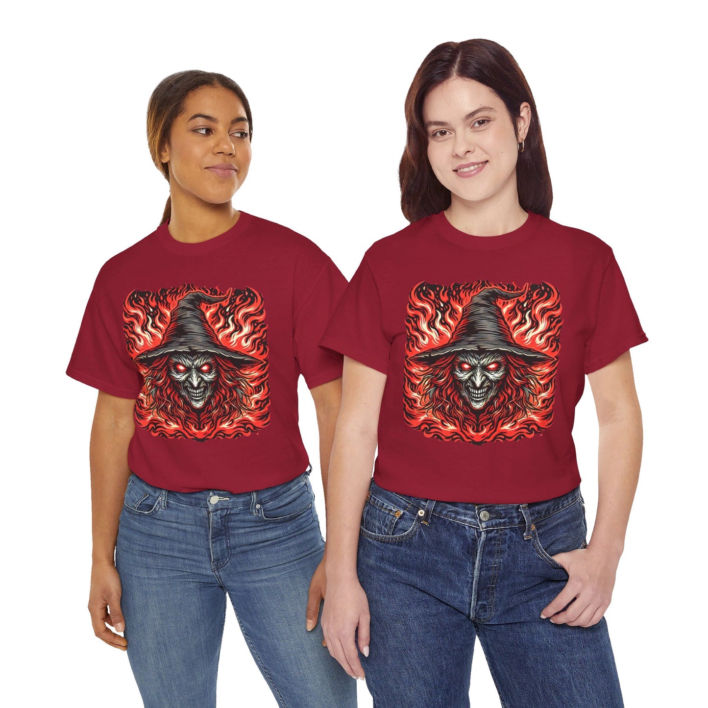 Flaming Fire Witch - Graphic Unisex Heavy Cotton Tee