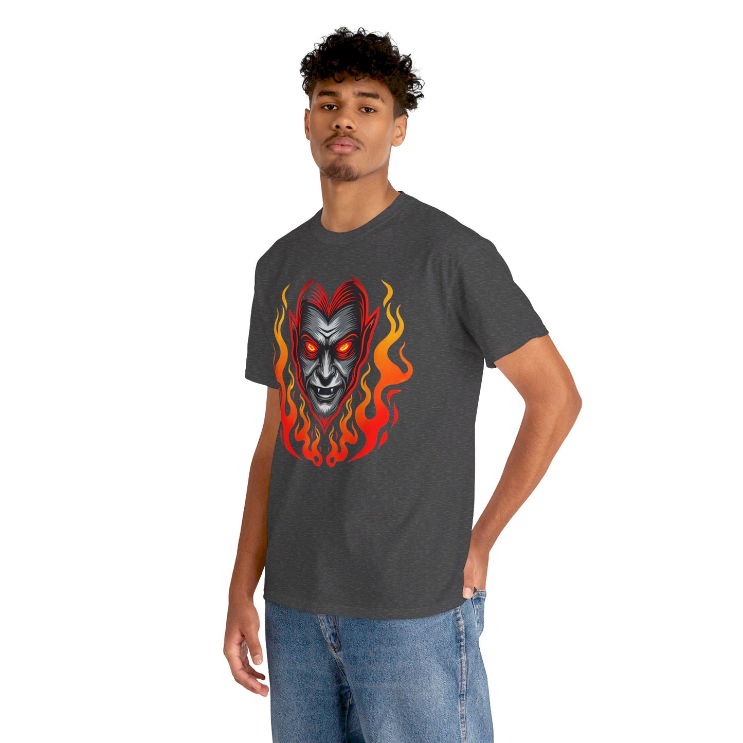 Flaming Fire Vampire - Graphic Unisex Heavy Cotton Tee