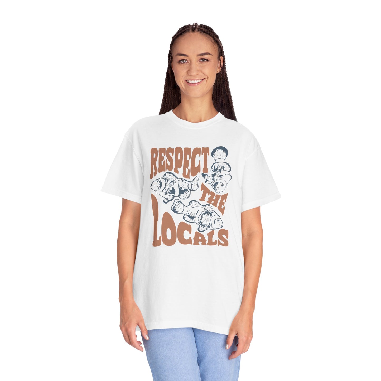 Clown Fish, Respect The Locals -  Graphic Unisex Garment-Dyed T-shirt