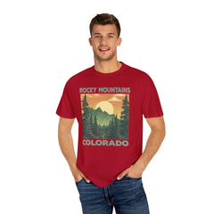 Rocky Mountains Colorado Graphic, Comfort Colors Soft Relaxed Fit Unisex Garment-Dyed T-shirt